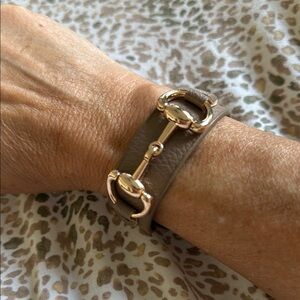 Gold and Tan Equestrian-Inspired Wrap Bracelet